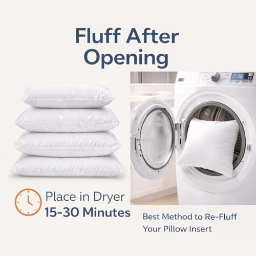 16 x 16 Inch Throw Pillow Inserts, Set of 4, Square Polyester-Filled Pillow Forms for Decorative Covers, White