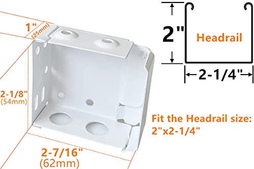 Cutelec 2pcs Box Mounting Bracket for High Profile Blinds 2inch White Color Window Blinds Headrail Holder Bracket