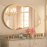 Dorlicecass Irregular Wall Mirror - Wall Mirrors Decorative 20"x36" Gold Asymmetrical Mirror Tempered Glass Aviation Aluminum Alloy Frame for Bathroom, Bedroom, Living Room, Cloakroom, Entryway