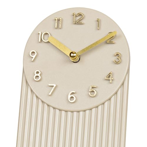 La Crosse Clock 437-3015SW Grooves Quartz Analog Tabletop Clock - Soft White