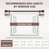 SMODBRODRE Black Curtain Rods for Window 28 to 48, 5/8 inch Small Decorative Curtain Rod Set with Brackets