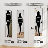 47x14 inch Full Length Mirror Over the Door Hang or Wall Mounted Black | Aluminum Alloy Frame,HD Glass, Full Body Make-Up Mirrors for Bedroom, Bathroom,Entryway,Dressing Living Room