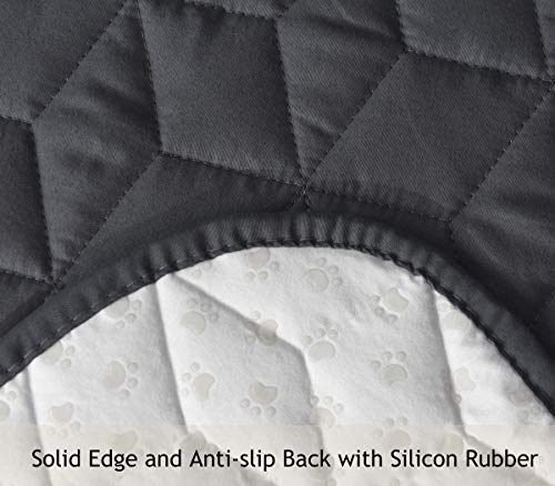 Ameritex Loveseat Cover Water-Resistant Quilted Furniture Protector with Back Nonslip Paws Slipcover for Dogs, Kids, Pets Loveseat Slipcover Stay in Place for Leather (Dark Grey, 46'')