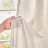 jinchan Beige Linen Blend Curtains 84 Inches Length 2 Panels for Bedroom Living Room, Light Filtering 50 Inches Wide Natural Farmhouse Drapes with Rod Pocket Back Tab (50W x 84L, Ecru)