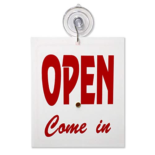Double Sided "Will Return" Clock and "Open Come in" Sign with Adjustable Clock Hands & Suction Cup, 1 Unit