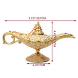 K COOL Classic Aladding Magic Genie Lamp Legend Wishing Light Costume Lamp Metal Carved Cone Incense Burner for Home Tabletop Decoration Party Birthday Halloween Christmas(Beige)