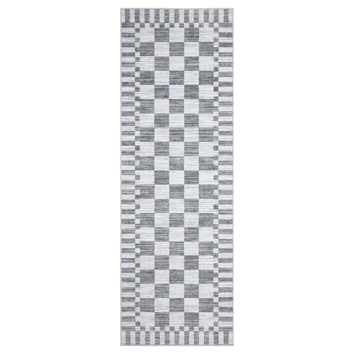 GarveeHome 2x12 Checkered Kitchen Runner Rug for Hallway Non Slip Washable