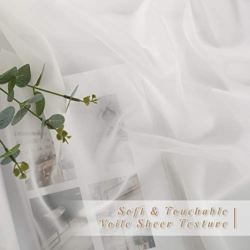 NICETOWN Sheer Curtains for Bedroom Windows 84 inch Length, Grommet Casual Voile Sheer with Light Filter Window Treatments for Nursery/Living Room, Beige, Set of 2, 54" Wide