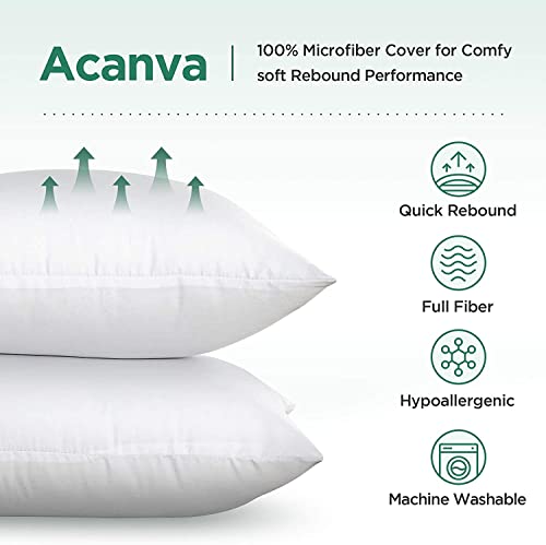 Acanva Square Premium Throw Pillow Inserts with Microfiber Filled, Lumbar Support Decorative Stuffer for Sofa Bed Couch & Chairs
