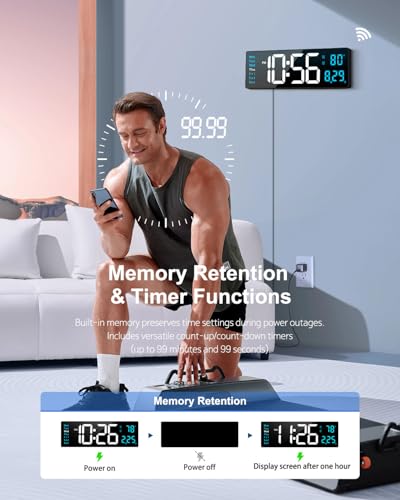 Digital Wall Clock, 16" Large Display Digital Clock with Night Light, Wall Clock with DST, Alarm, LED, Date, Week, Temp for Living Room, Bedroom, Classroom Decor, Birthday Gift for Senior Mom Dad