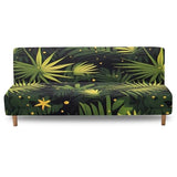 Coastal Armless Futon Cover with Elastic Bottom Tropical Palm Leaves Couch Cover for Futon Washable Sofa Bed Slipcovers Rectangle with Elastic Band Furniture Protector for Home