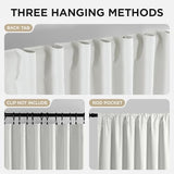 Joydeco White Blackout Curtains 96 Inches Long - 100% Blackout Curtain 2 Panel Set, Rod Pocket & Back Tabs Thermal Insulated Window Drapes for Bedroom Living Room (Pure White,52" Wx96 L)