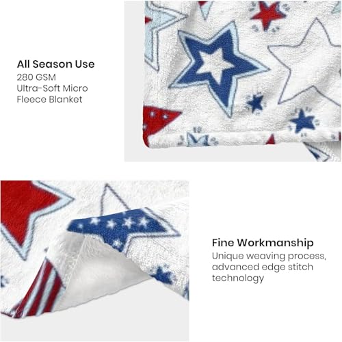Patriotic Baby Blanket - 4th of July Throw Blanket with American Flag Stars & Stripes, Ultra Soft Memorial Day Blanket for Crib & Stroller, Red White Blue Independence Day Blankets Decor 30x40 Inches