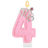 Pink Birthday Candle Crown Number 4 Candles Cake Candle,Pink Birthday Cake Topper Cupcake Decorations Party Decor for Girls and Women Anniversary Celebrations Supplies Favors
