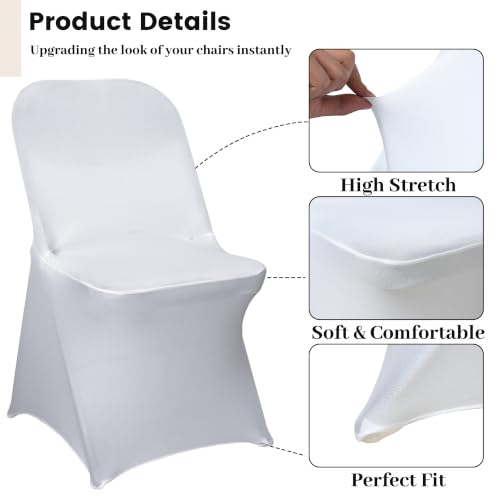 Dimatic 6 Pack Red Stretch Fabric Folding Chair Covers, Universal Fit Washable Slipcovers for Wedding, Banquet, Party