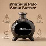 Ceramic Palo Santo Holder, Palo Santo Burner Chimney with Wide Opening & Heat-Resistant Design – Ideal for Meditation, Yoga, Aromatherapy, Spa, Calming Space (L/Black/Wide-Opening)