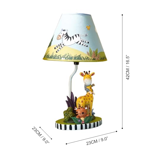 Fantasy Fields Sunny Safari Kids Table Lamp with Sculpted Base & Printed Lampshade, Multi