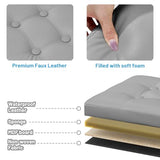 Bsketa Storage Ottoman Bench,16 Inch Folding Leather Foot Rest Stool, Grey
