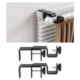 Over-Blinds Curtain Rod Brackets for Outside-Mounted Blinds, Blinds Curtain Rod Brackets for 1.3–2” Rectangular Headrails, Tool-Free No-Drill Installation for Apartments, Rentals Set of 2 (Black)