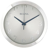 Bulova Winston Wall Clock C4844 | 10" Diameter | Metal Design with Diamond Cut Edges | Silent Sweep Quartz Movement | Easy-to-Read Arabic Numerals