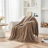 CozeCube Check Knit Throw Blanket, Light Brown Checkered Throw for Couch, Decorative Christmas Soft Cozy Warm Knitted Blanket for Bed Sofa Living Room, 50"X60"