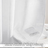 RYB HOME White Sheer Curtains Linen Texture Window Panels, Semi Sheer Light Filetring Rod Pocket & Back Tab Drapes for Bedroom, 52 x 84 inches, Pack of 2