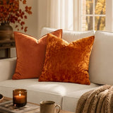 MIULEE Fall Velvet Euro Sham Throw Pillow Covers Burnt 24x24 Set of 2