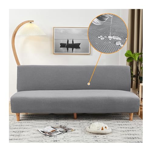 Waterproof Armless Futon Sofa Bed Cover with Elastic Band, Non-Slip Futon Covers Slipcovers, Stretchable Sofa Bed Covers 2 Seater, Soft Futon Bed Covers Slipcovers Armless Sofa Cover,F,M1