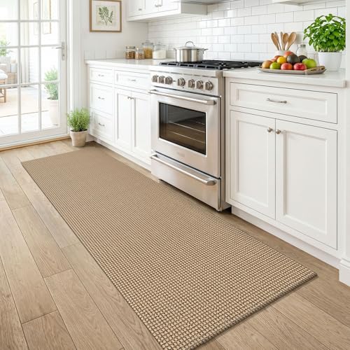 KOZYFLY Boho Runners for Hallways 2x6 ft Washable Kitchen Runner Non Slip Rubber Backed Hall Runners Cotton Entryway Runner Rugs for Indoor Backdoor Bedroom Kitchen, Orange Beige/Tan/Brown