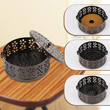 Portable Iron Mosquito Coil Holder with Handle Round Heat-Resistant Incense Holder for Home Office Camping (Bronze)