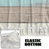 Decorative Armless Futon Cover Stretch Futon Sofa Bed Slipcover Machine Washable Printed Couch Cover Non-Slip Furniture Protector for Home Decor, Wood Grain Print White Blue