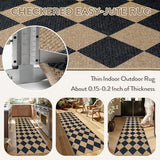 Lahome Checkered Easy Jute Non Slip Kitchen Runner, 2'6"x8' Washable Hallway Runner Rug Outdoor Black Carpet for Entryway Indoor, Checkerboard Indoor Outdoor Carpet for Hallway 8ft Entry
