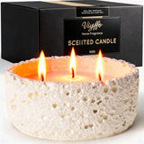 Viyffo 20oz Large Scented Candle - Vanilla Fragrance, 3 Wick Non Toxic Soy Candle, Ivory White Ceramic Jar, Luxury Home Fragrance, Elegant Room Décor & Premium Birthday Gift