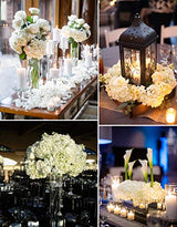 Silk Hydrangea Heads Artificial Flowers Heads with Stems for Home Wedding Decor,Pack of 10 (White)