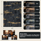 Fixwal Washable 6x9 Area Rug for Living Room, Non-Slip, Black/Gold