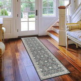 Non Slip Runners for Hallways,Washable Hallway Runner Rug,Long Ultra Soft Kitchen Runner Rug,Non Shedding Accent Farmhouse Runner Rugs (Black, 2 X 7)