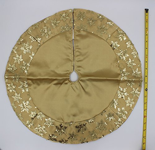 Kurt Adler Tiny 20-inch Miniature Satin Tree Skirt with Sequined Snowflake Border for Table Top Trees (Gold)