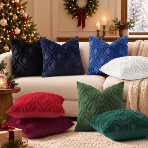 decorUhome Faux Fur Plush Forest Elf Throw Pillow Covers 20x20 Set of 2