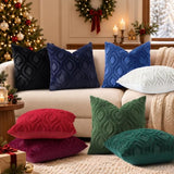 decorUhome Faux Fur Plush Soft Dark Blue Throw Pillow Covers 26x26 Set of 2