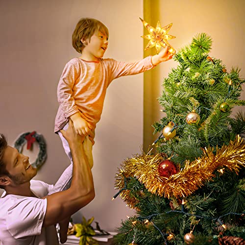 Brizled Christmas Tree Topper, 11" Warm White Double-Sided Bethlehem Star Tree Topper, Plugin Polaris Xmas Treetop with 10 Lights, UL Certified Lighted Tree Top for Christmas Tree Home Holidays Decor