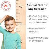 Growth Chart Art | Hanging Wooden Height Growth Chart to Measure Baby, Child, Grandchild - Naked Birch Classic Schoolhouse Ruler with Inches - Wall Decoration for Girls and Boys - 58"x5.75"
