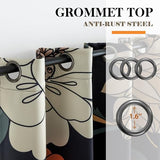 Tyrot Black Boho Floral 100% Blackout Curtains for Bedroom 84 inch Long 2 Panels Mid Century Botanical Black Out Curtains for Living Room Grommet Thermal Insulated Room Darkening Window Drapes,52Wx84L