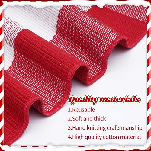Christmas Red and White Plaid Rug 27.5 x 43 Inches, Hand-Woven Indoor/Outdoor Layered Cotton Blend Buffalo Plaid Rug, Washable Front Door Mat, Perfect for Porch, Living Room, Entryway
