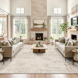 Art&Tuft Washable Rugs 8x10, Anti-Slip Backing Abstract 8x10 Area Rugs for Living Room, Foldable Stain Resistant Machine Washable Area Rug (8'x10', Beige)