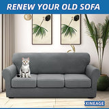 XINEAGE 2026 New 4 Pieces Couch Covers for 3 Cushion Couch Super Stretch Thick Soft Sofa Cover Anti Slip Sofa Slipcover Dogs Cats Furniture Protector (Light Gray, 71"-91")
