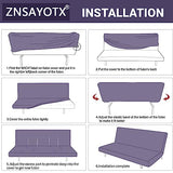 Stretch Fit Futon Cover (67"-82") Armless Futon Sofa Bed Slipcover with Elastic Band, Universal Foldable Sofa Mattress Protector Full Queen Size, Washable Comfort Jacquard (Dark Grey)