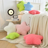 Star Pillow, 14.9" Star Shaped Plush Pillow for Couch Bed Sofa, Cute Decorative Throw Pillows with Soft Faux Fur Room Decor for Bedroom Living Room (White)