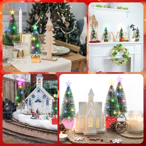 Mini Christmas Tree with Lights, 4 Pack Tabletop Christmas Tree with Lights for Christmas Decorations Indoor Xmas Holiday Party, Christmas Centerpieces for Tables New Year Decoration