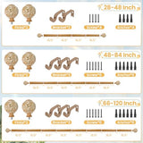 1 Inch Wood Curtain Rod For Windows 48 to 84 Inches, Heavy-Duty Adjustable Decorative Imitation Wood Grain Boho Curtain Rod With Rattan Leaf Hollow Finials For Bedroom 、 Living Room and Famhouse