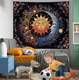 Apdidl Hippie Sun and Moon Tapestry Wall Hanging for Bedroom Aesthetic, Boho Bohemian Hippy Mystic Floral Tapestries, Mandala Floral Backdrop Decor for Living Room Dorm (51"X60")
